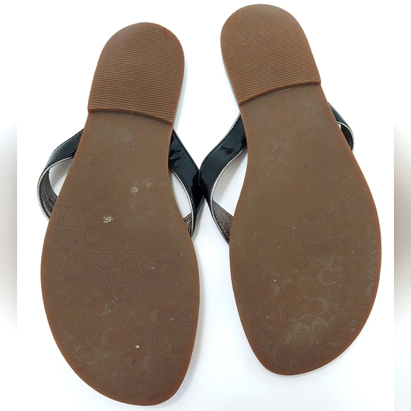 Coach Deney Patent Leather Flip Flops, Size 9.5 - Picture 9 of 10